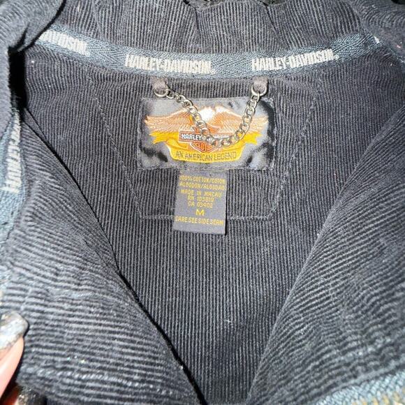 NEW Harley Davidson Women's Black Motorcycle Corduroy Trucker Riding Jacket SZ M - Picture 10 of 14